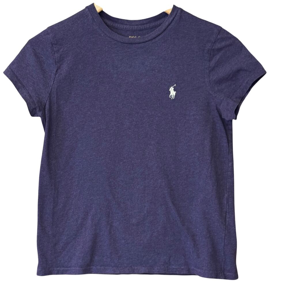 Polo Ralph Lauren Shrunken Baby Tee Cap Sleeve Purple Cotton Blend T-Shirt Sz S